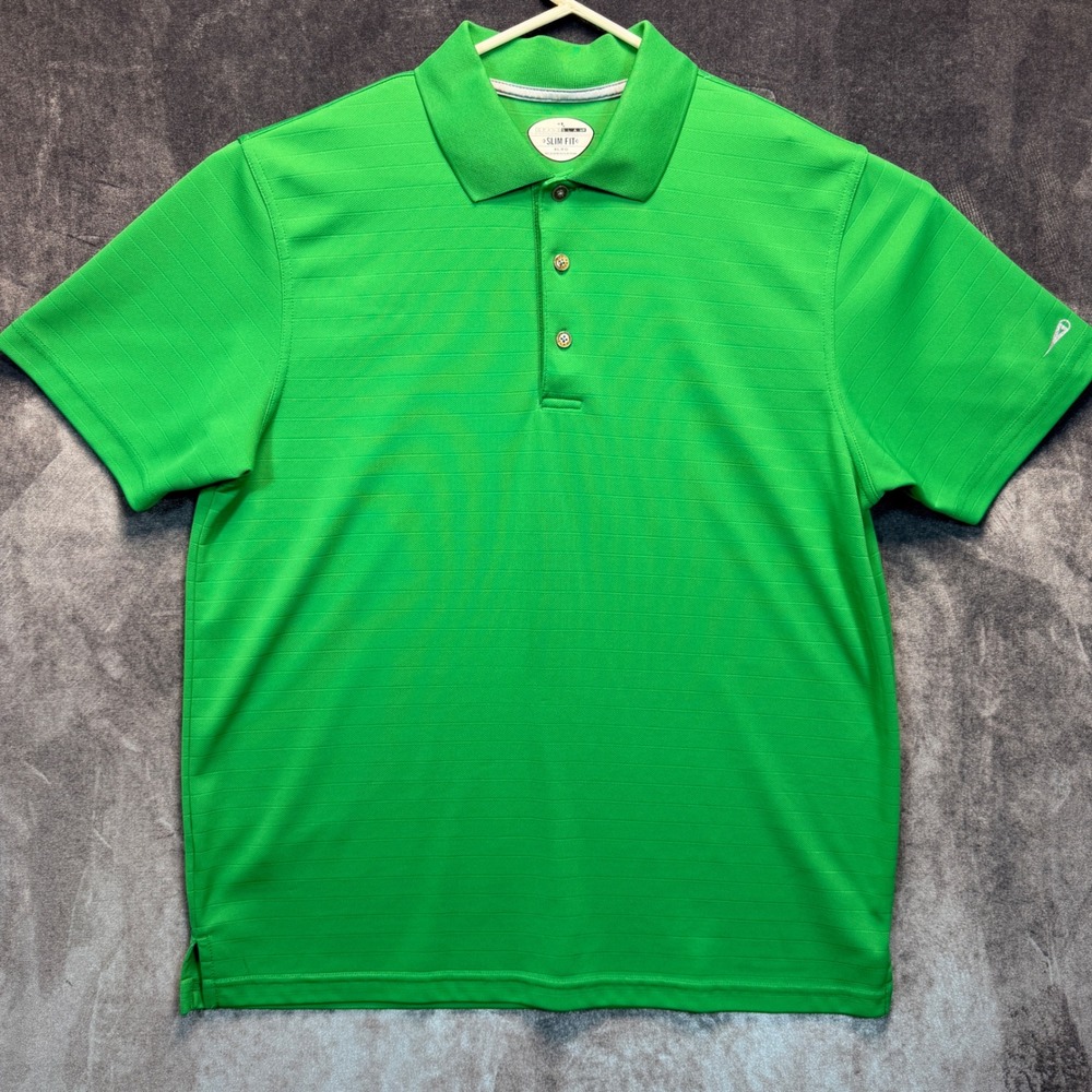 Grand Slam Polo Shirt Mens XL Green Polyester Slim Fit Short Sleeve Golf